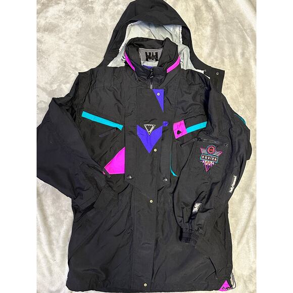 Vintage 90s Helly Hansen Tech Equipe Ski Winter Jacket Black Size